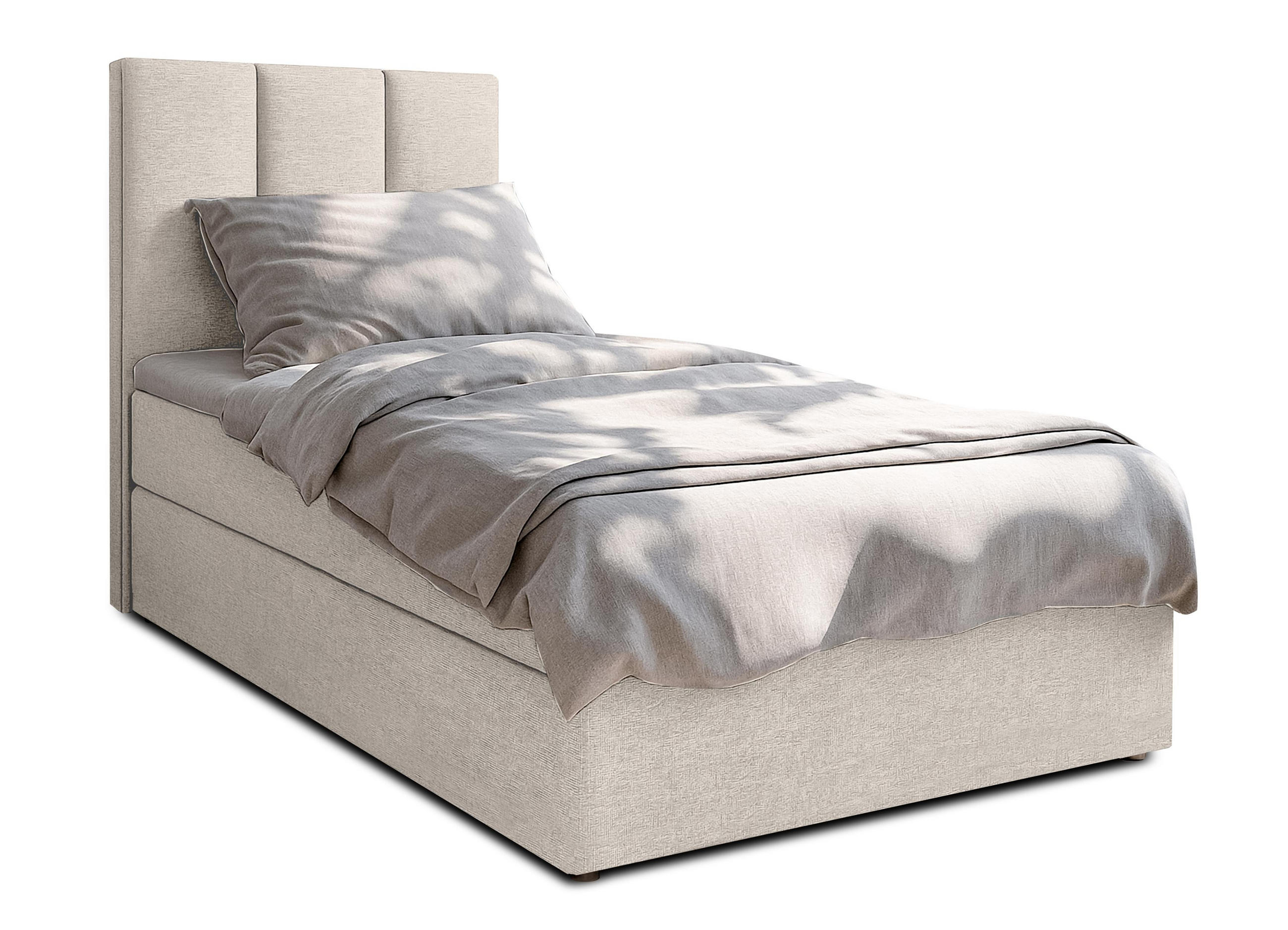 BOXBETT MEREA 120x200 cm mit Bettkasten und Matratze - Beige - Beige/Schwarz, Holz/Holzwerkstoff (120/200cm) - AX Living