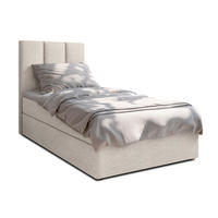 BOXBETT MEREA 80x200 cm mit Bettkasten und Matratze - Beige - Beige/Schwarz, Holz/Holzwerkstoff (80/200cm) - AX Living