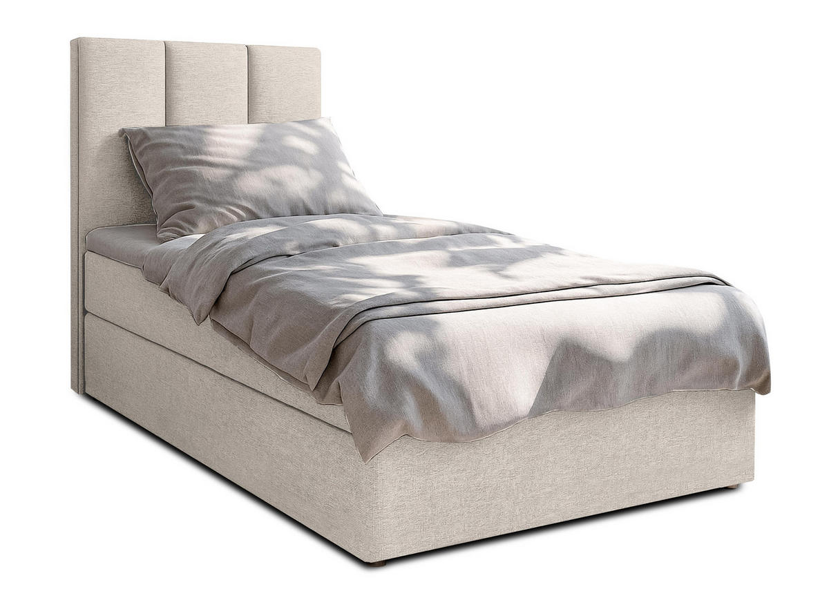 BOXBETT MEREA 80x200 cm mit Bettkasten und Matratze - Beige - Beige/Schwarz, Holz/Holzwerkstoff (80/200cm) - AX Living