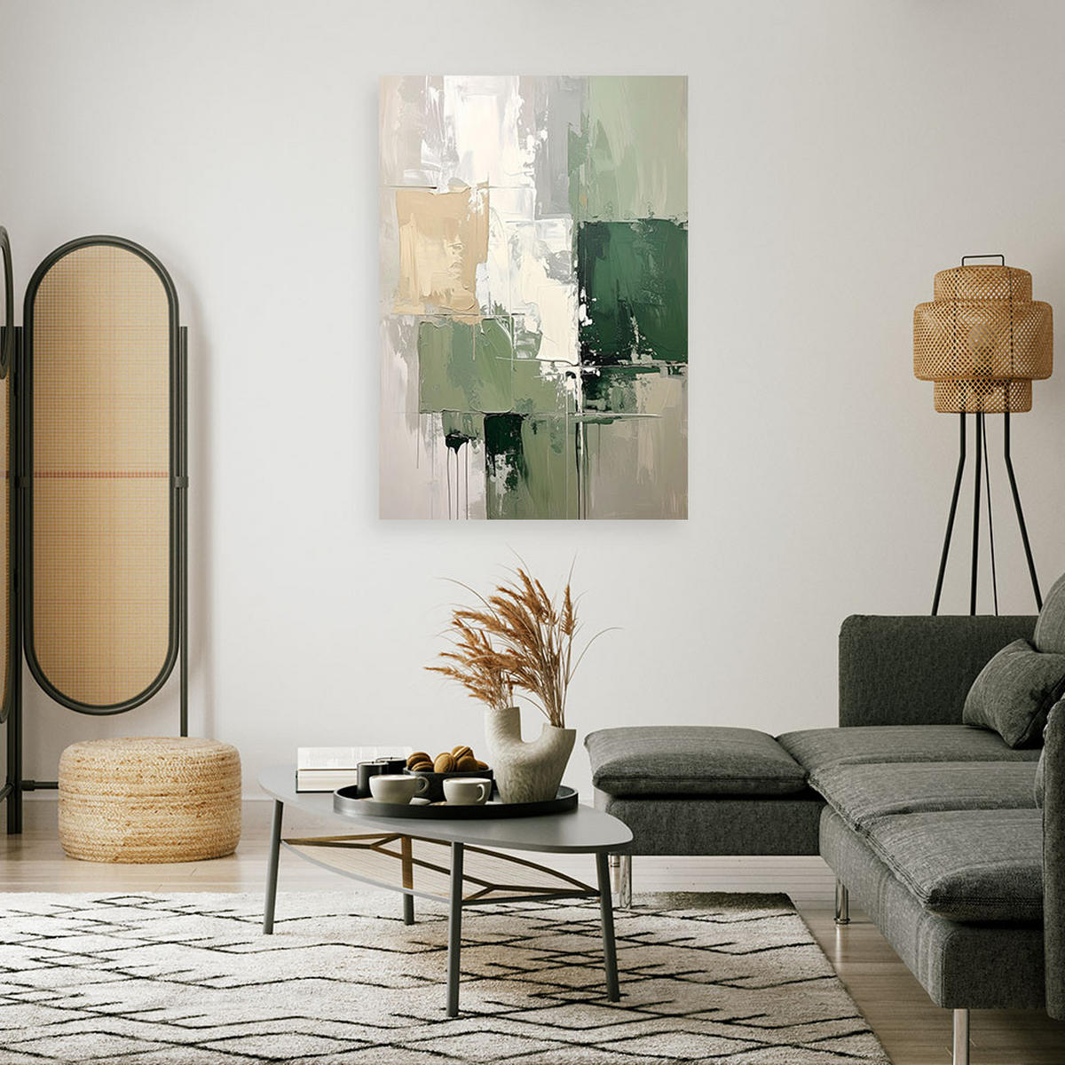LEINWANDBILD, Abstrakt in Grüntönen - Grün, Textil (70/100cm) - Feeby