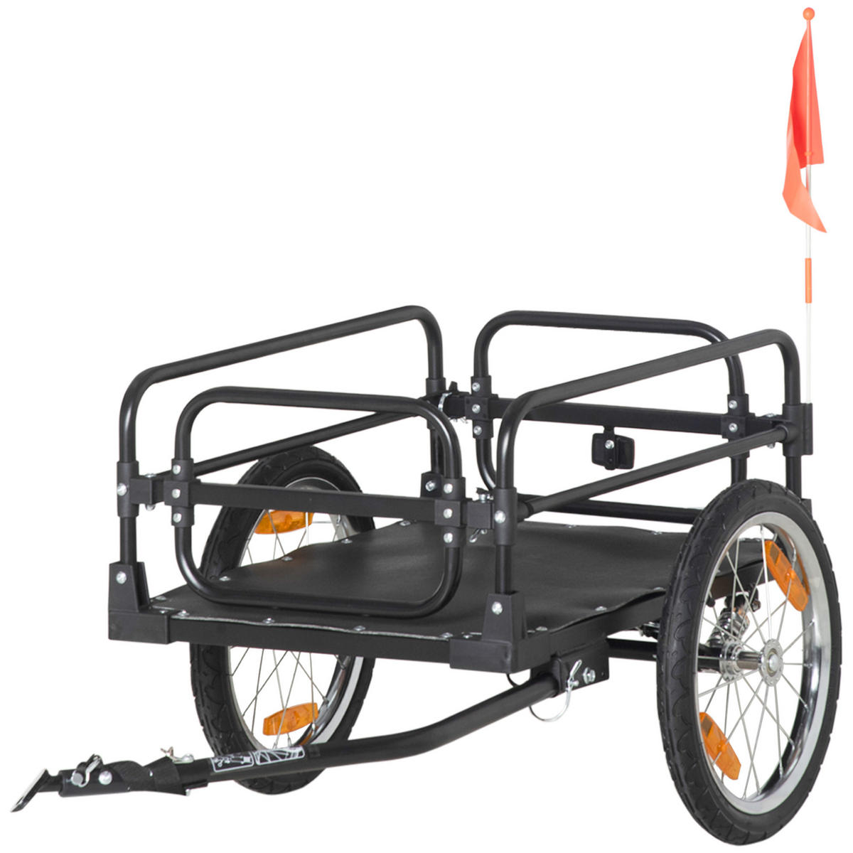 FAHRRADANHÄNGER DE-18145 klappbar, 40 kg Traglast Schwarz - Schwarz, Metall (64/53.5/125cm) - ComfortXL