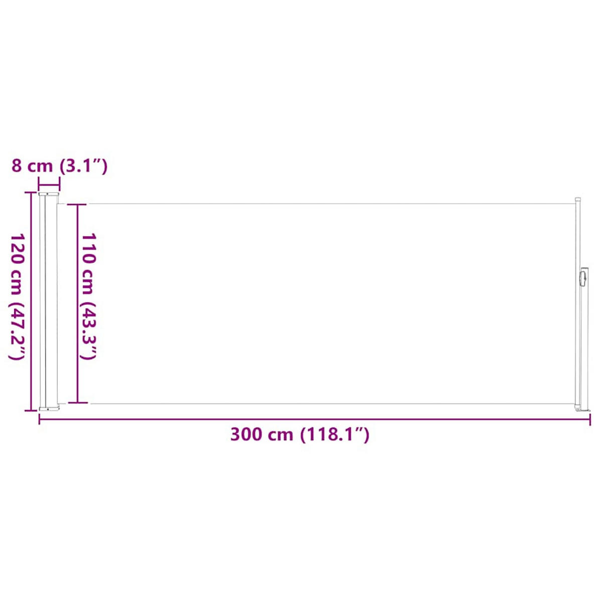 SEITENMARKISE Ausziehbare 120/300 cm, Stahlrahmen und Polyestergewebe, Grau - Grün, Metall (300/120/300cm) - vidaXL