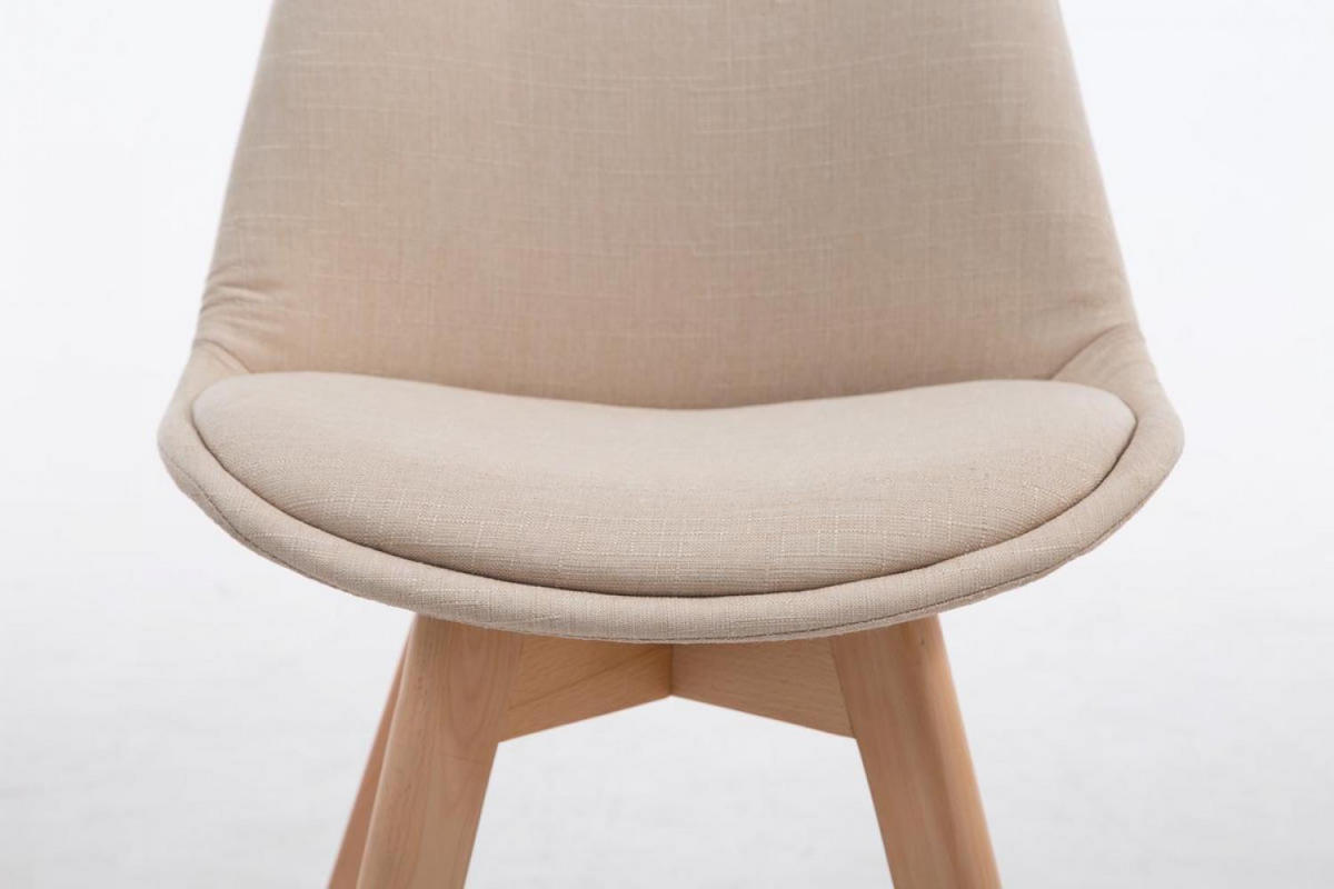 STUHL Stoff creme - Eukalyptusholzfarben/Creme, Holz/Textil (48/84/55cm) - CLP
