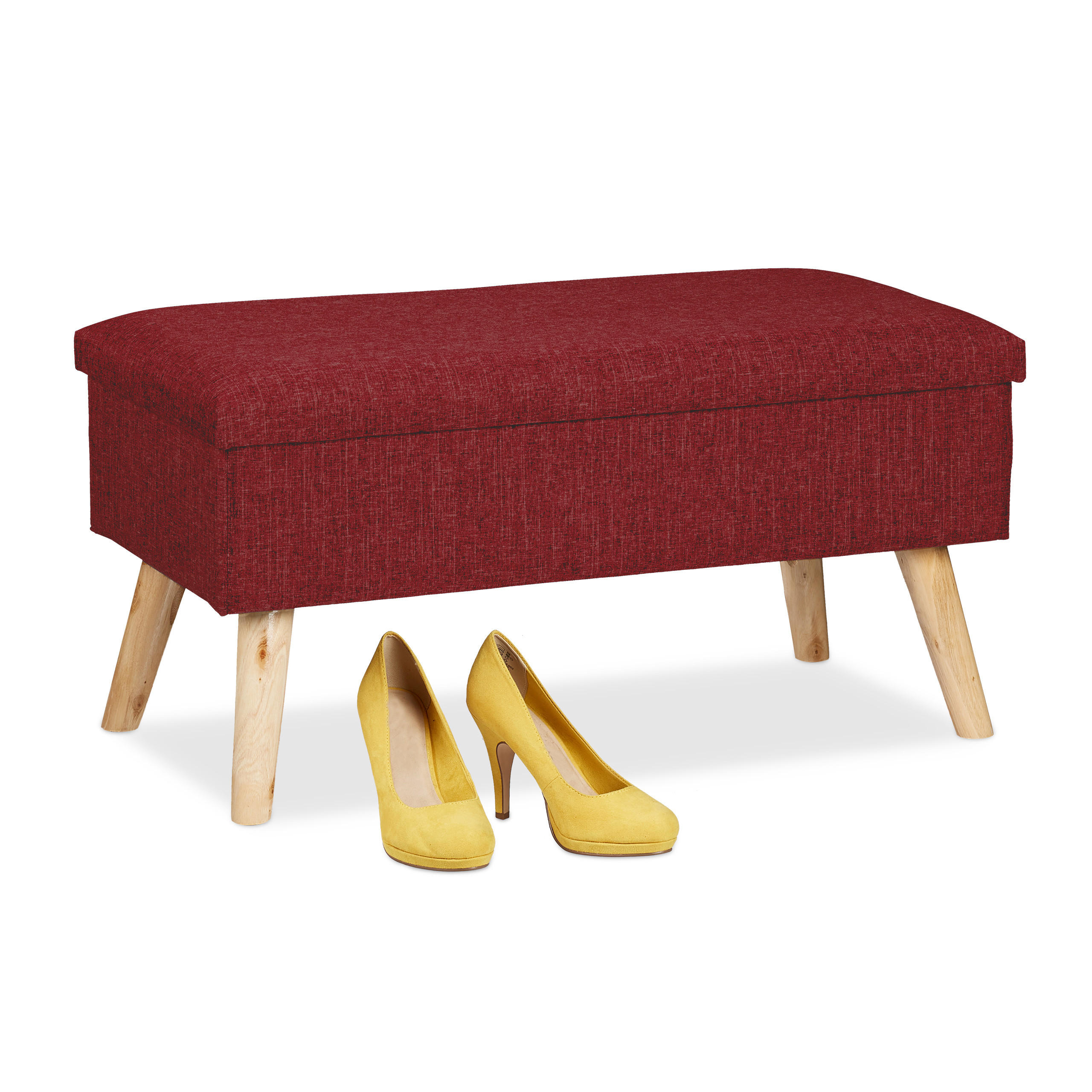 SITZBANK - Dunkelrot, Holz/Holzwerkstoff (77/39/39cm) - Relaxdays