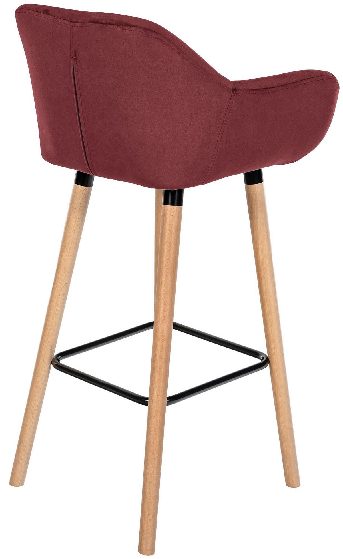 BARHOCKER 2er Set Samt rot - Eukalyptusholzfarben/Rot, Holz/Textil (51/101/50cm) - CLP