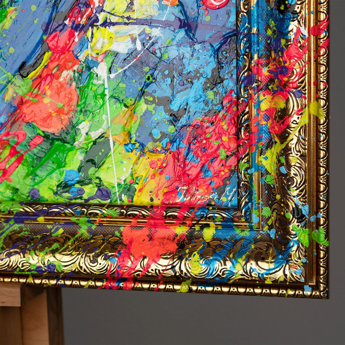 GEMÄLDE Energie des Blickes Schattenfugenrahmen Gold 140x100 cm - Goldfarben, Holz (140/100cm) - YS-art gallery