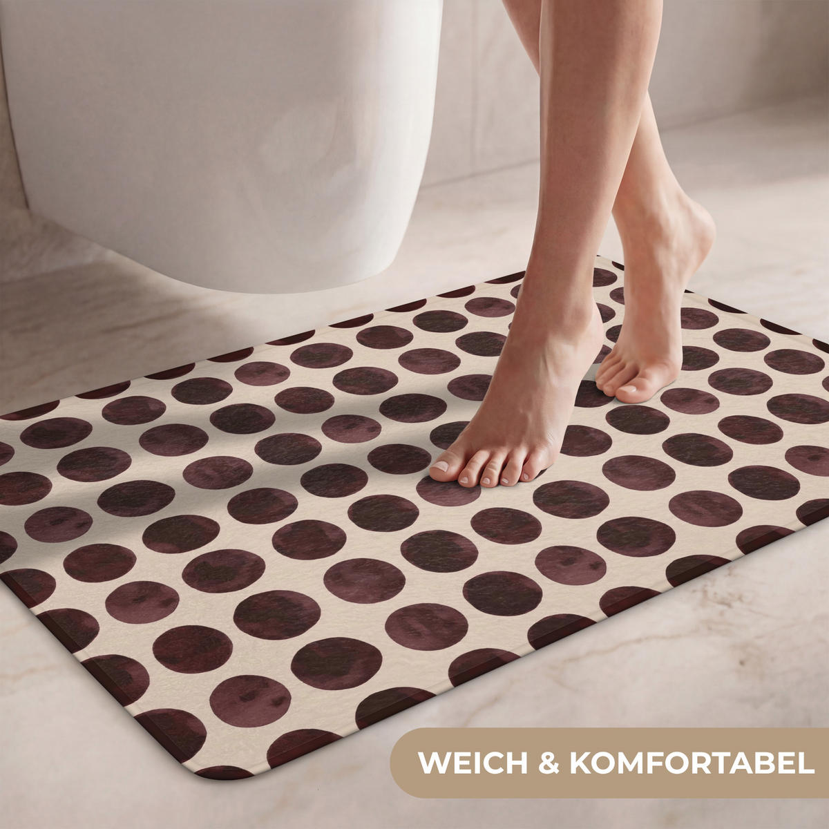 WC PŘEDLOŽKA Puntíky - Vzor - Hnědý 80x50 cm - bordeaux, textil/plast (80/1cm) - OnlyWow