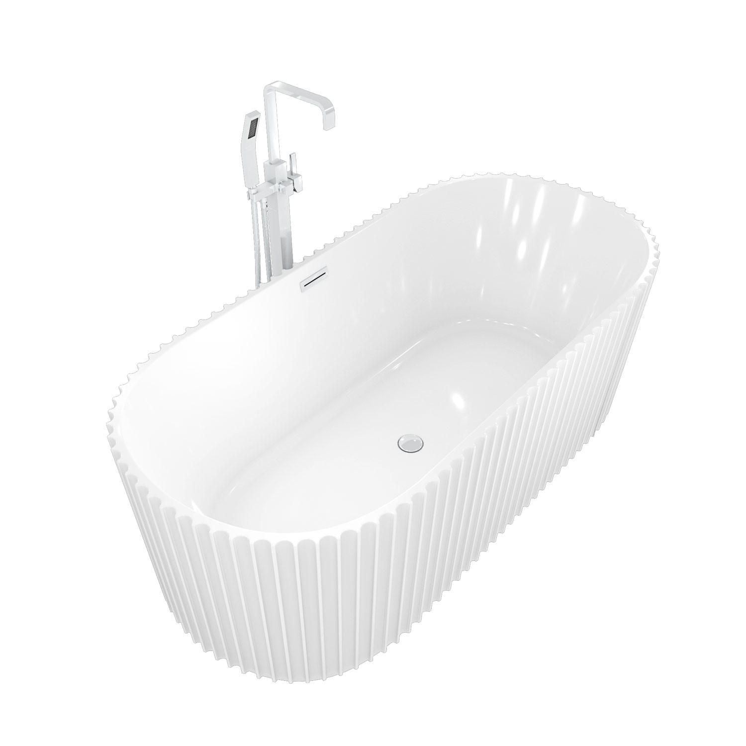 BADEWANNE freistehend F08 Armatur AF05 - Weiß, Glas/Kunststoff (80/58/170cm) - AcquaVapore by Sandra Jentho