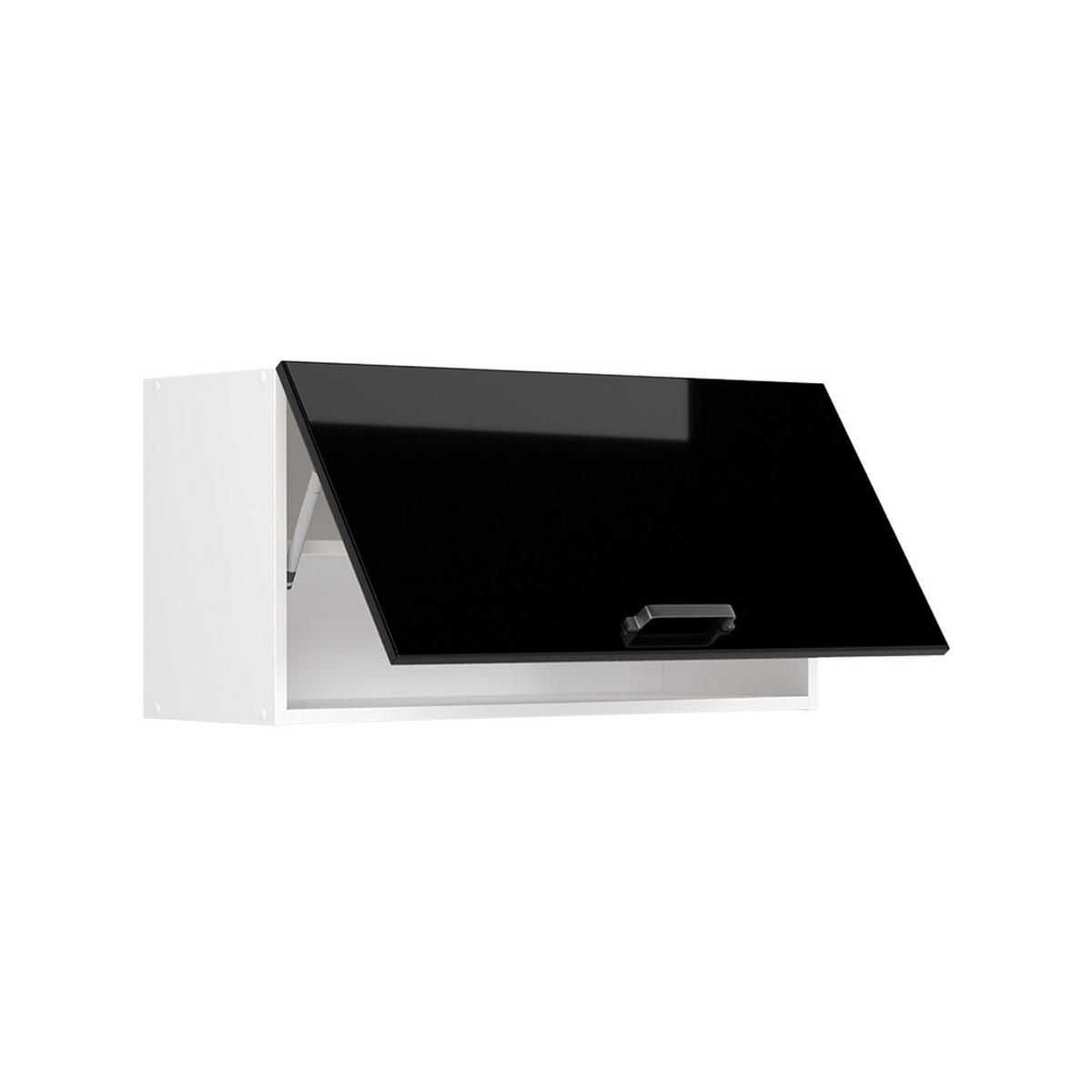 HÄNGESCHRANK R-Line, Schwarz Hochglanz/Weiß, 80 cm Flach - Schwarz Hochglanz/Weiß, Holzwerkstoff (80/40/31cm) - Vicco