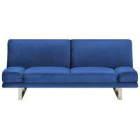 2-SITZER-SCHLAFSOFA Samtstoff Marineblau York - Hellblau, Textil (190/81/87cm) - Beliani