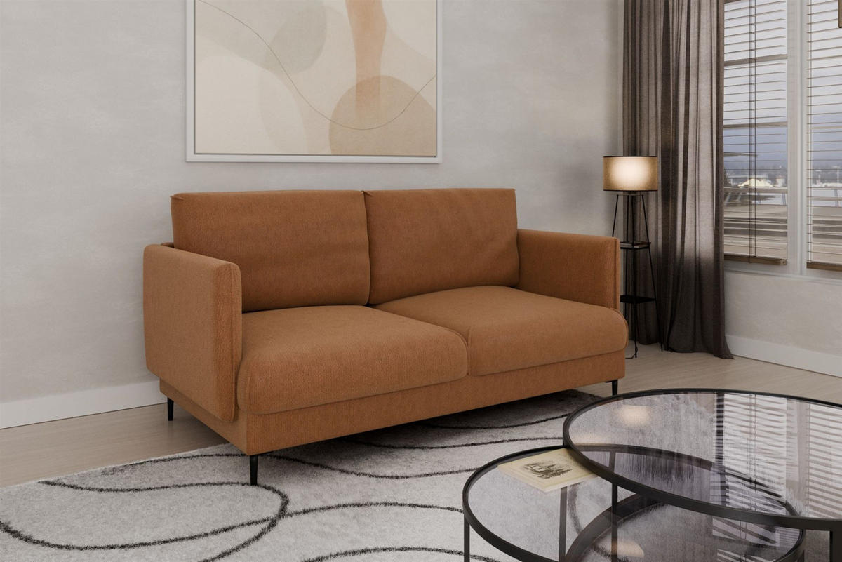 SOFASET Helmer 3-2-1 In Stoff Vibe - Orange, Holzwerkstoff/Textil (226/95/95cm) - Fun Möbel