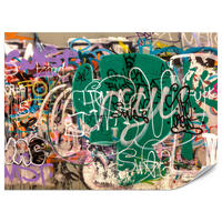 FOTOTAPETE für Jugendzimmer Straßenkunst Buntes Graffiti Urban 200x140 - Beige/Violett, Papier (200/140cm) - Muralo