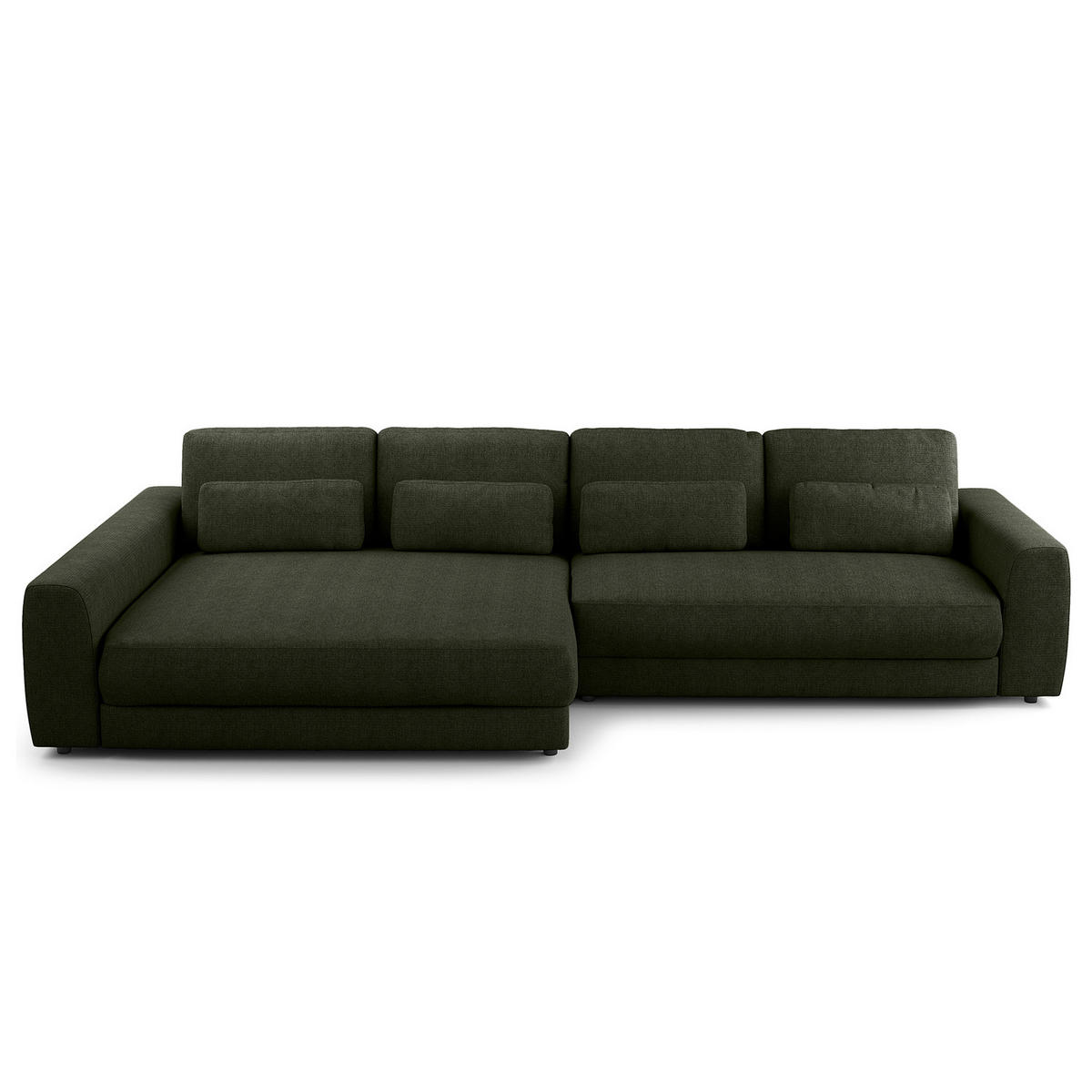 ECKSOFA mit XXL-Longchair - Schwarz/Grau, Kunststoff/Textil (323/182cm) - home24