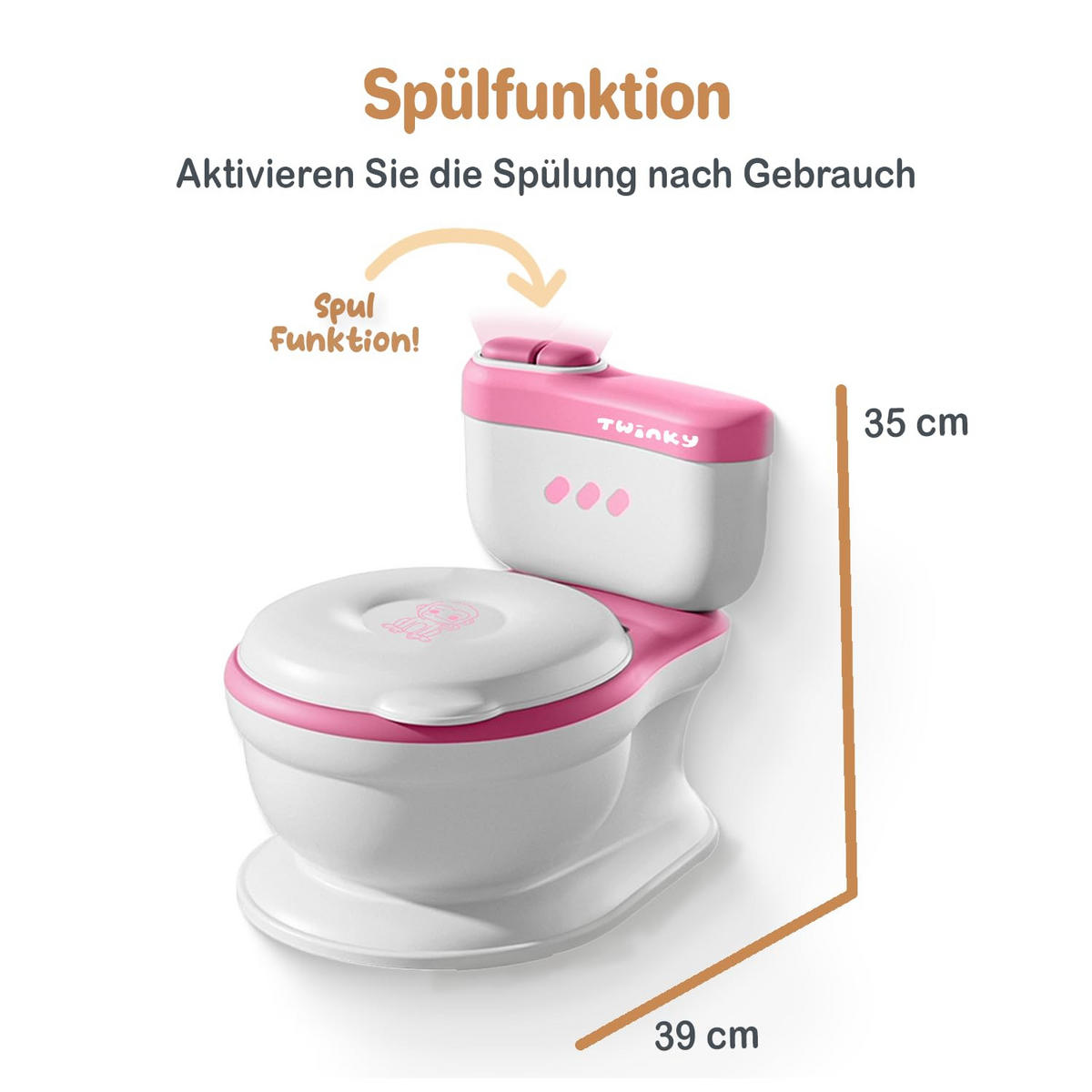 TÖPFCHEN 3-in-1 Potty Trainer & Kindertoilette Weiß Rosa - Pink/Weiß, Kunststoff (39/40cm) - Twinky