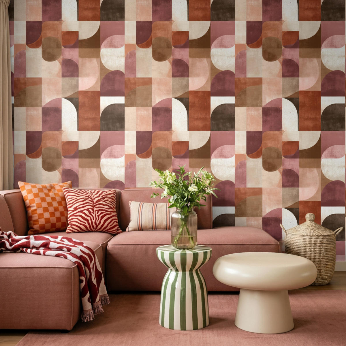 TAPETE - Geometrie - Modern - Retro - 280x200 cm - Multicolor, Papier (280/200cm) - OnlyWow