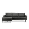 ECKSOFA-LINKS INVIA mit Armlehnen vintage, Lederoptik-Stoff, dunkelgrau - Dunkelgrau/Schwarz, Textil (234/160cm) - KONSIMO®