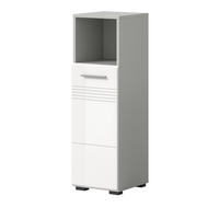 BADKOMMODE weiß Hochglanz, grau 30 cm, Badschrank mit Soft-Close - Weiß Hochglanz/Silberfarben, Holzwerkstoff/Kunststoff (30/95/30cm) - Inn.Furn