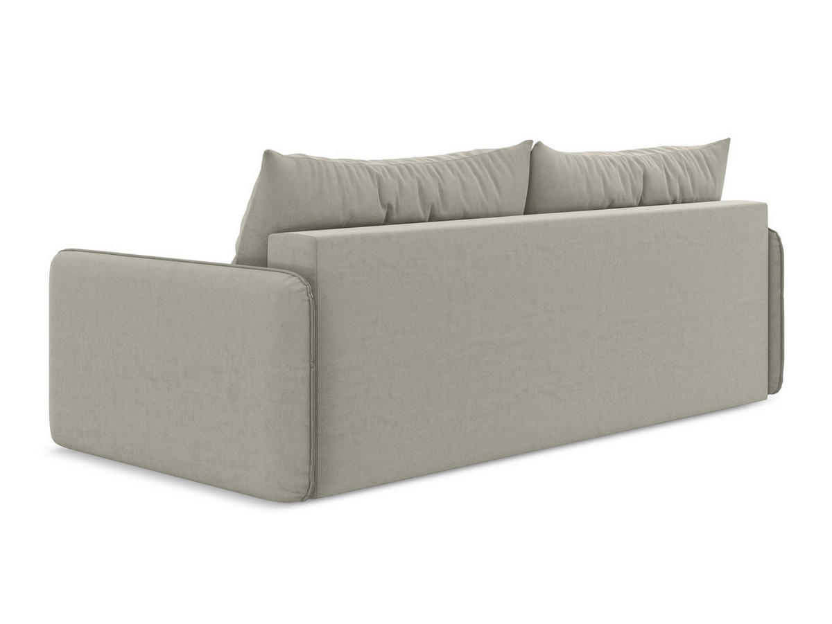 3-SITZER SOFA mit Schlaffunktion Samt Stoff Creme - Perlmutt/Creme, Kunststoff/Textil (216/86/105cm) - Makamii
