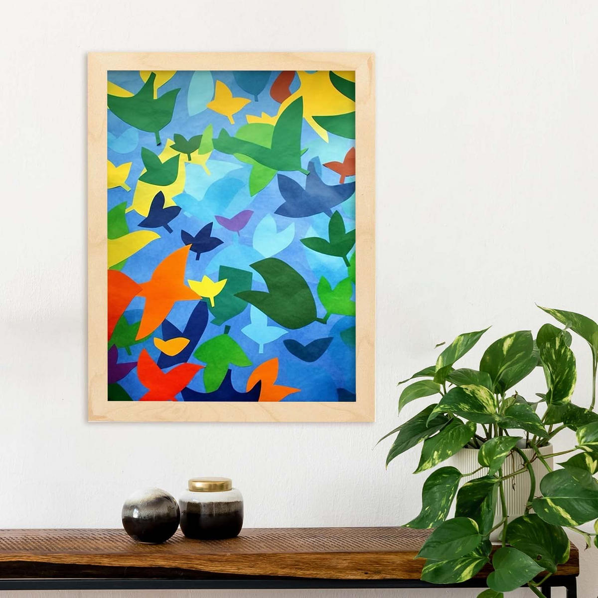 POSTER Matisse-Stil A4 Rahmen Aus Hellem Holz - Beige, Papier (29.7/5/21cm) - Nacnic