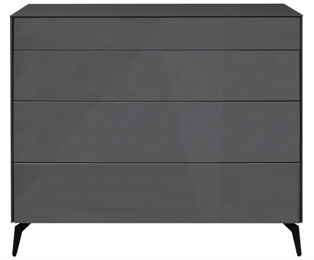 KOMMODE Elfi 121x42x104 Hochglanz Anthrazit/Glas Anthrazit - Anthrazit, Holzwerkstoff (121/104/42cm) - 58aufmkessel