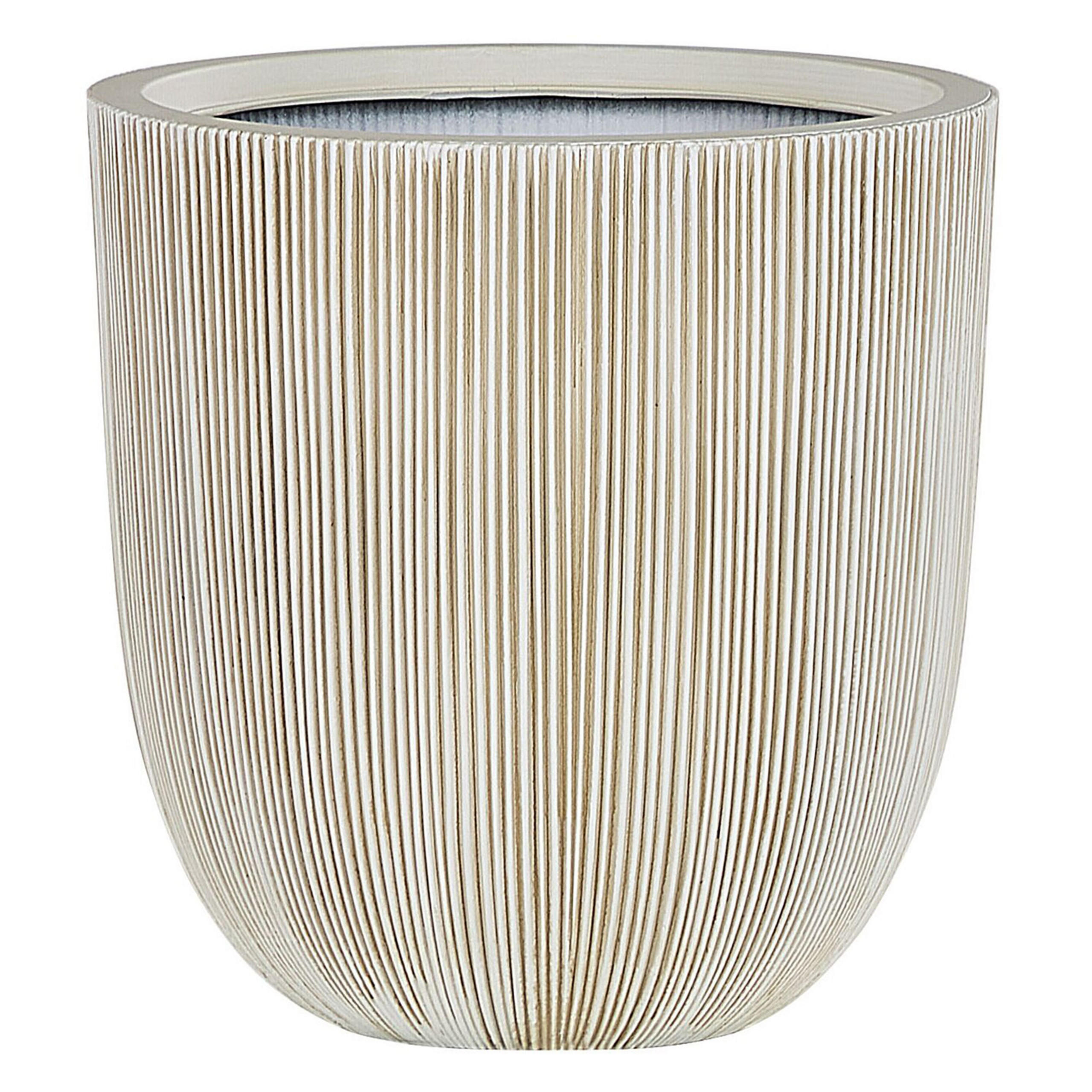 BLUMENTOPF beige/weiß rund 37/37/38 cm Chios - Beige/Weiß, Naturmaterialien (38cm) - Beliani