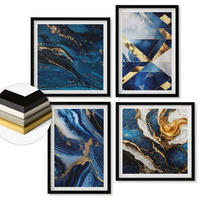 WANDBILDER 4er-Set - 50x50 cm & 40x60 cm Schwarzer Rahmen - Abstrakte, elegante Muster - Schwarz, Kunststoff (50/50cm) - ArtPrintCave