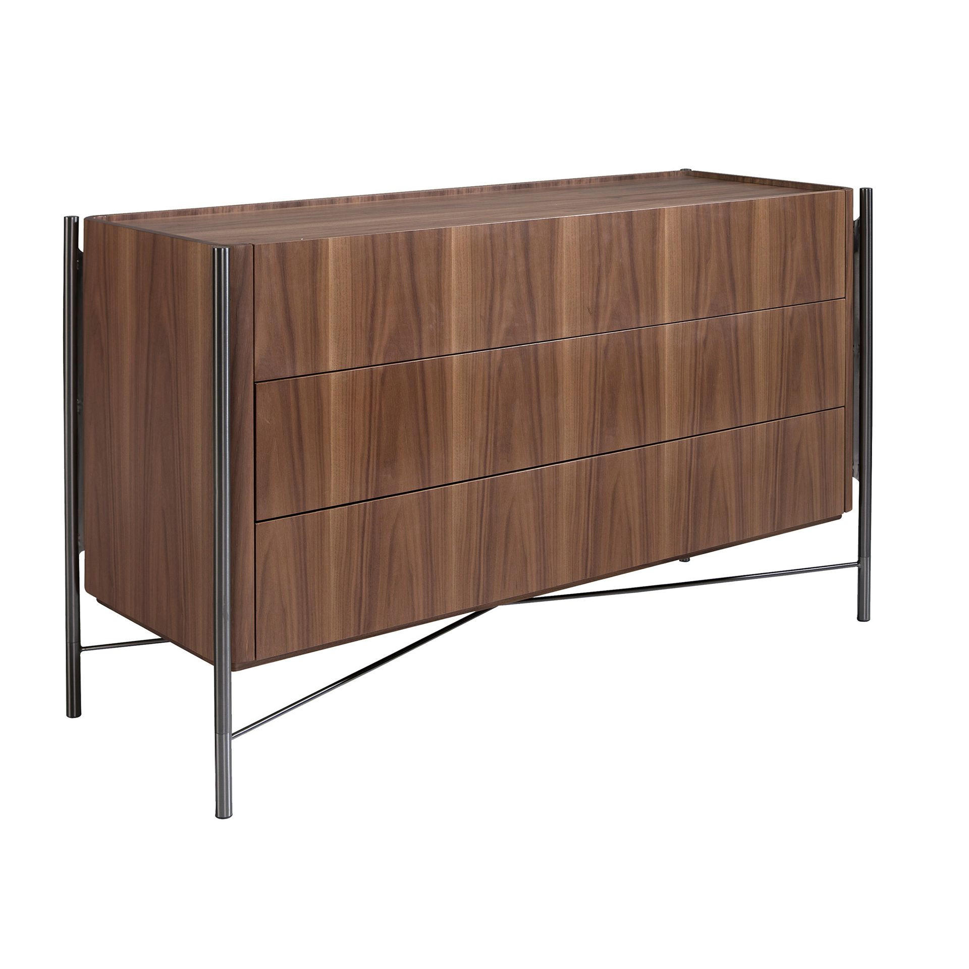 KOMMODE Kommode Nussbaum und dunkler Stahl 140/52/82 cm - Dunkelgrau/Walnussfarben, Holz (140/82/52cm) - ANGEL CERDA