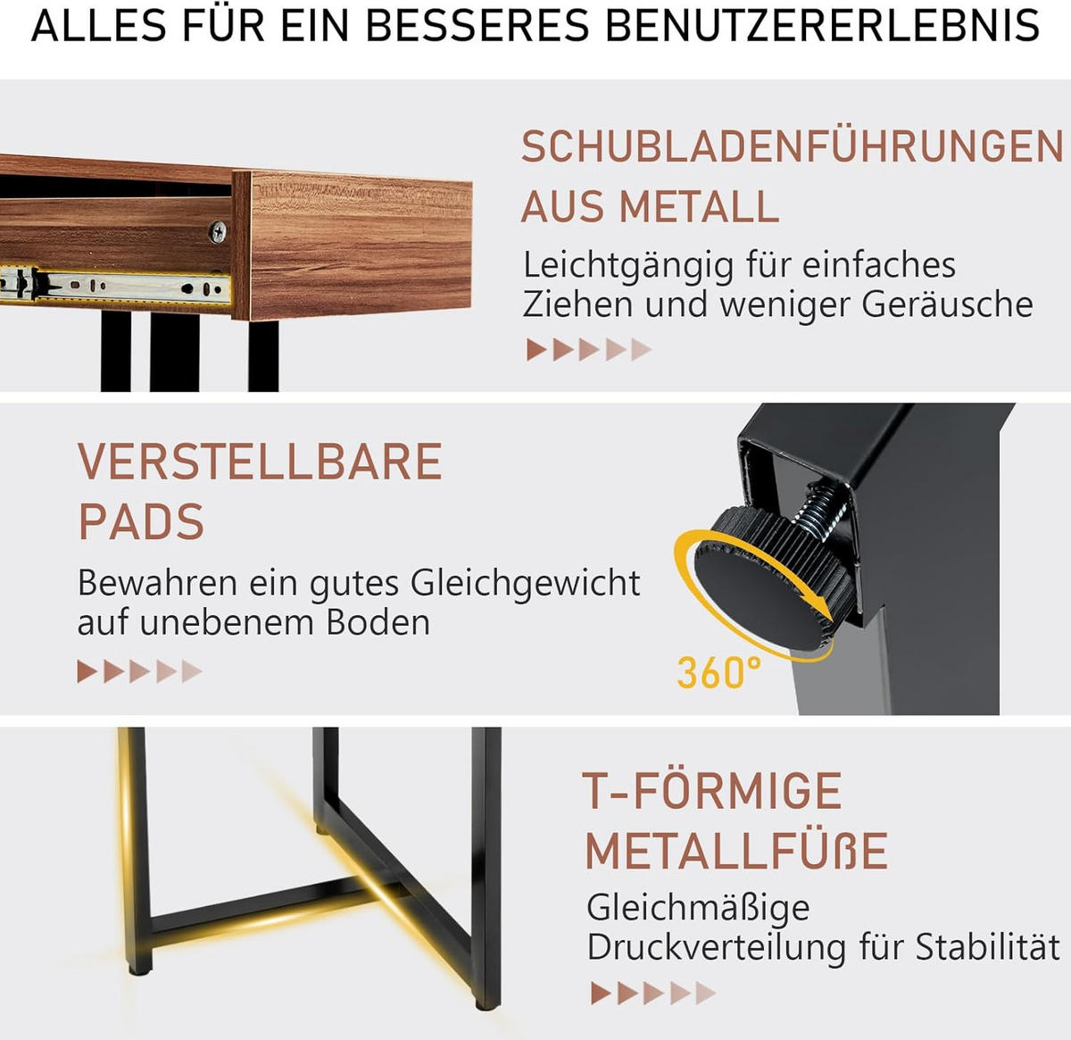 SKRIVBORD 75 cm brun - Brun, Trä (55/120/75cm) - COSTWAY