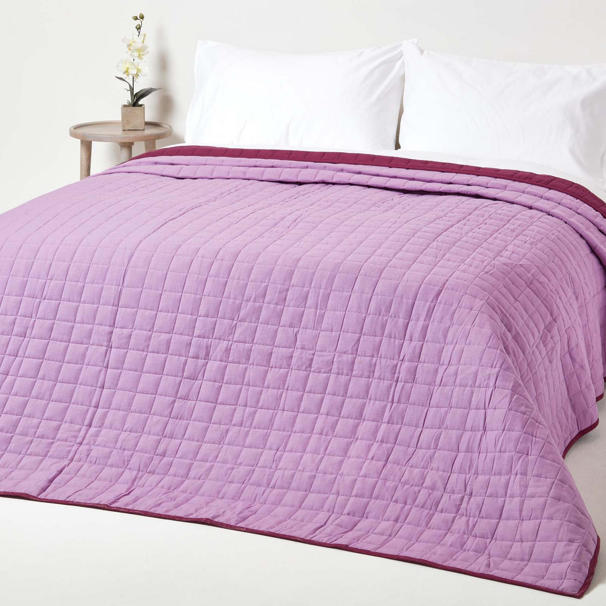 TAGESDECKE gesteppt mit Wende-Design, 230/250 cm - Pflaume, Textil (230/250cm) - Homescapes