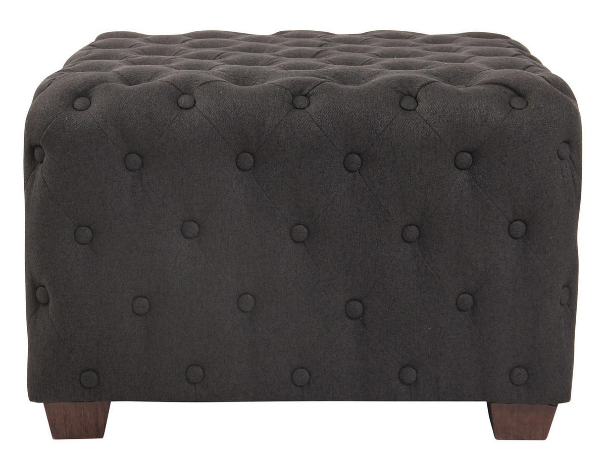 SITZWÜRFEL eckig 65/65/44 cm Stoff dunkelgrau - Eukalyptusholzfarben/Dunkelgrau, Holz/Textil (65/44/65cm) - CLP