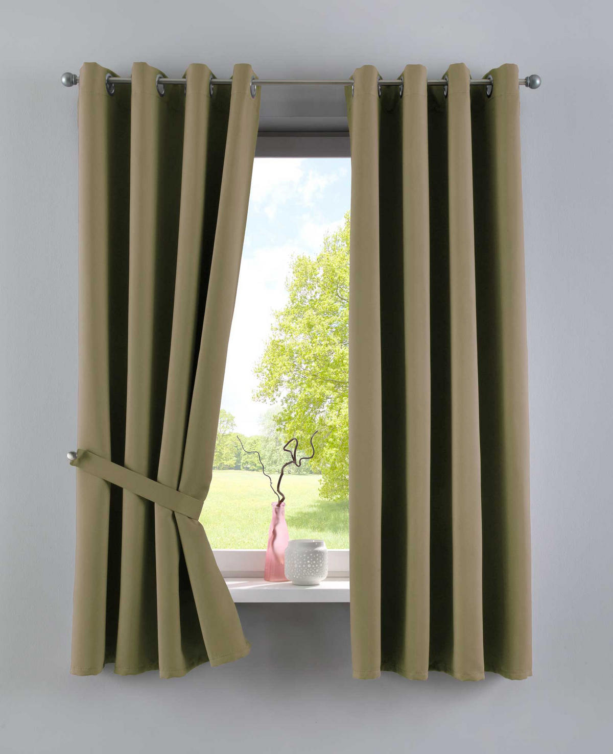 VORHANG »NEW YORK« HxB 245x140 cm Olive - Olivgrün, Textil (140/245cm) - Gardinenbox