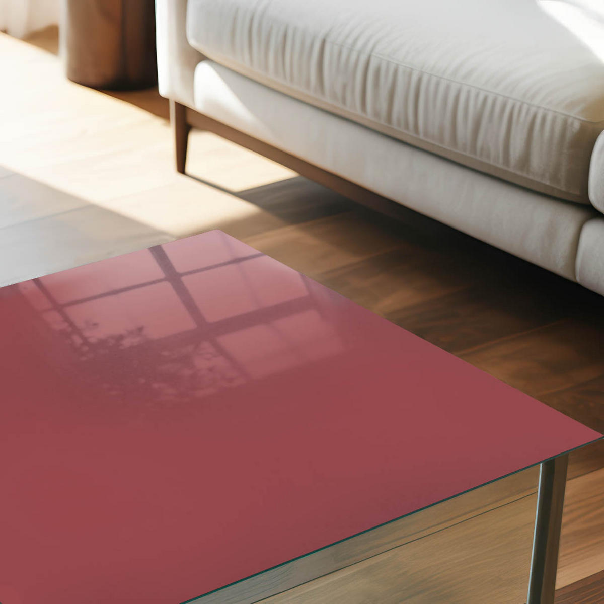 TISCHPLATTE 50x50 cm – Burgunderrote Farbe - Orange, Glas (50/50/0.4cm) - Wallfluent
