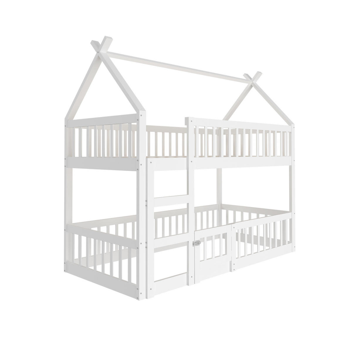 ETAGENBETT 90/200 cm aus Holz mit Treppe, Weiß - Weiß, Holz (90/200cm) - OKMYHOME