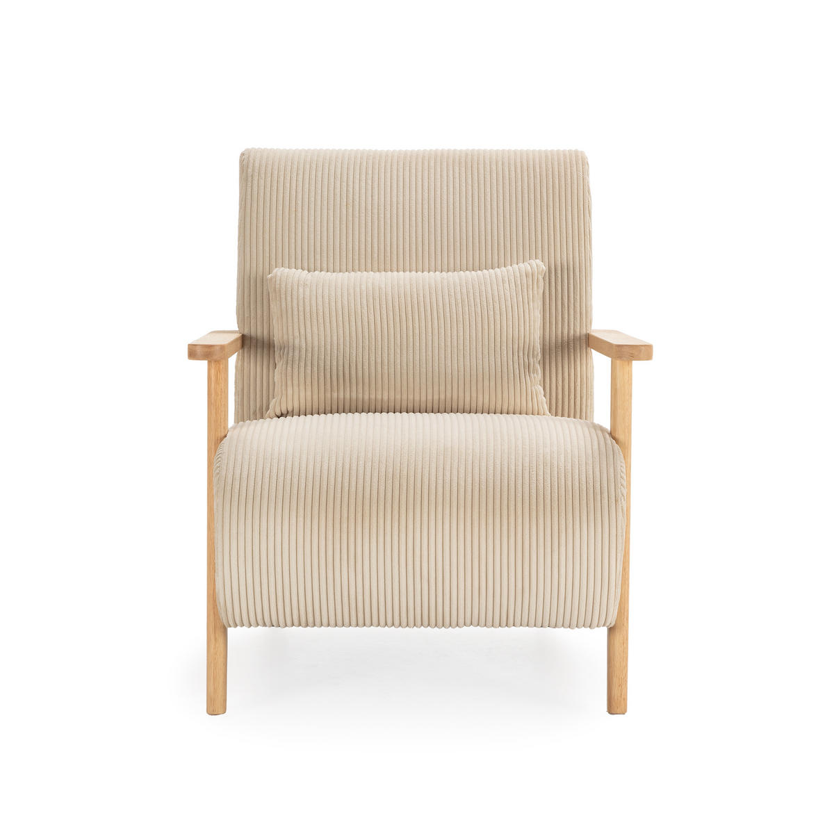 SESSEL aus Stoff mit Holzbeinen - bonnie 70/83/84 cm - Beige, Textil (83/84/70cm) - Calicosy