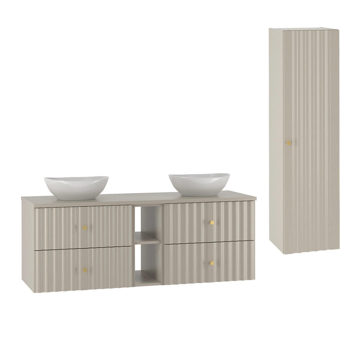BADMÖBEL 140.6cm Izae 2er-Set Kaschmir - Beige, Holzwerkstoff (140.6/52.2/46.5cm) - Petits-meubles