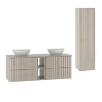 BADMÖBEL 140.6cm Izae 2er-Set Kaschmir - Beige, Holzwerkstoff (140.6/52.2/46.5cm) - Petits-meubles