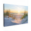 LEINWANDBILD Strand - Sonne - Düne - Gras - Sand - Horizont Wohnzimmer 120x80 cm - Hellblau, Textil (120/80cm) - MuchoWow