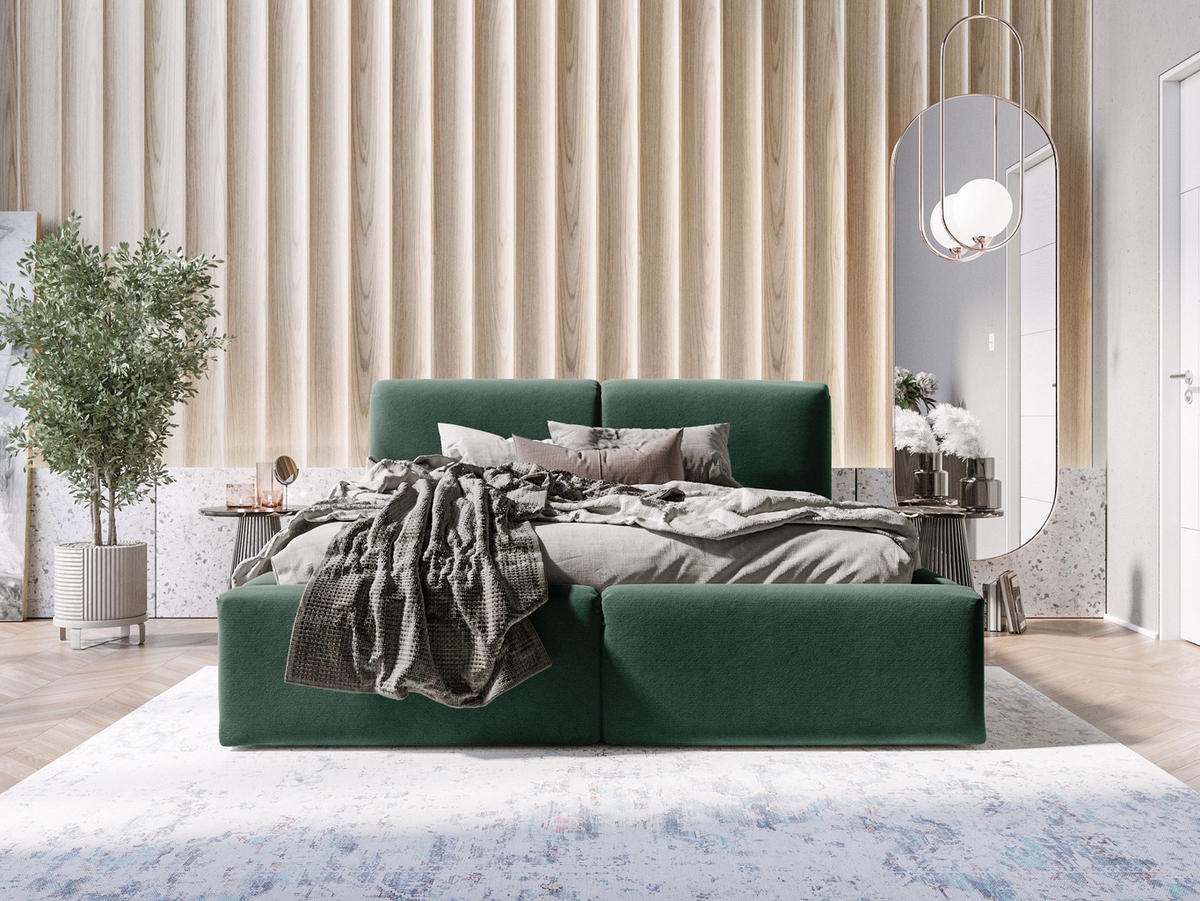 POLSTERBETT Rosmus Bettkasten 140x200 grün - Grün, Holz/Textil (140/200cm) - Fedve