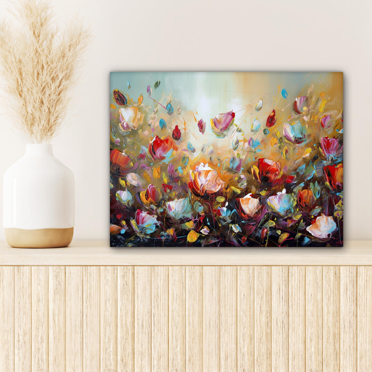 LEINWANDBILD Blumen - Kunst - Natur - Ölgemälde 40x30 cm - Multicolor, Textil (40/30cm) - MuchoWow