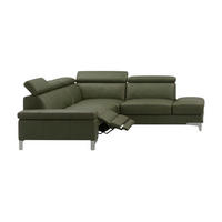 ECKSOFA Talisman Echtleder mit 1 x Relaxfunktion Olivgrün - Olivgrün, Leder/Metall (271/224cm)