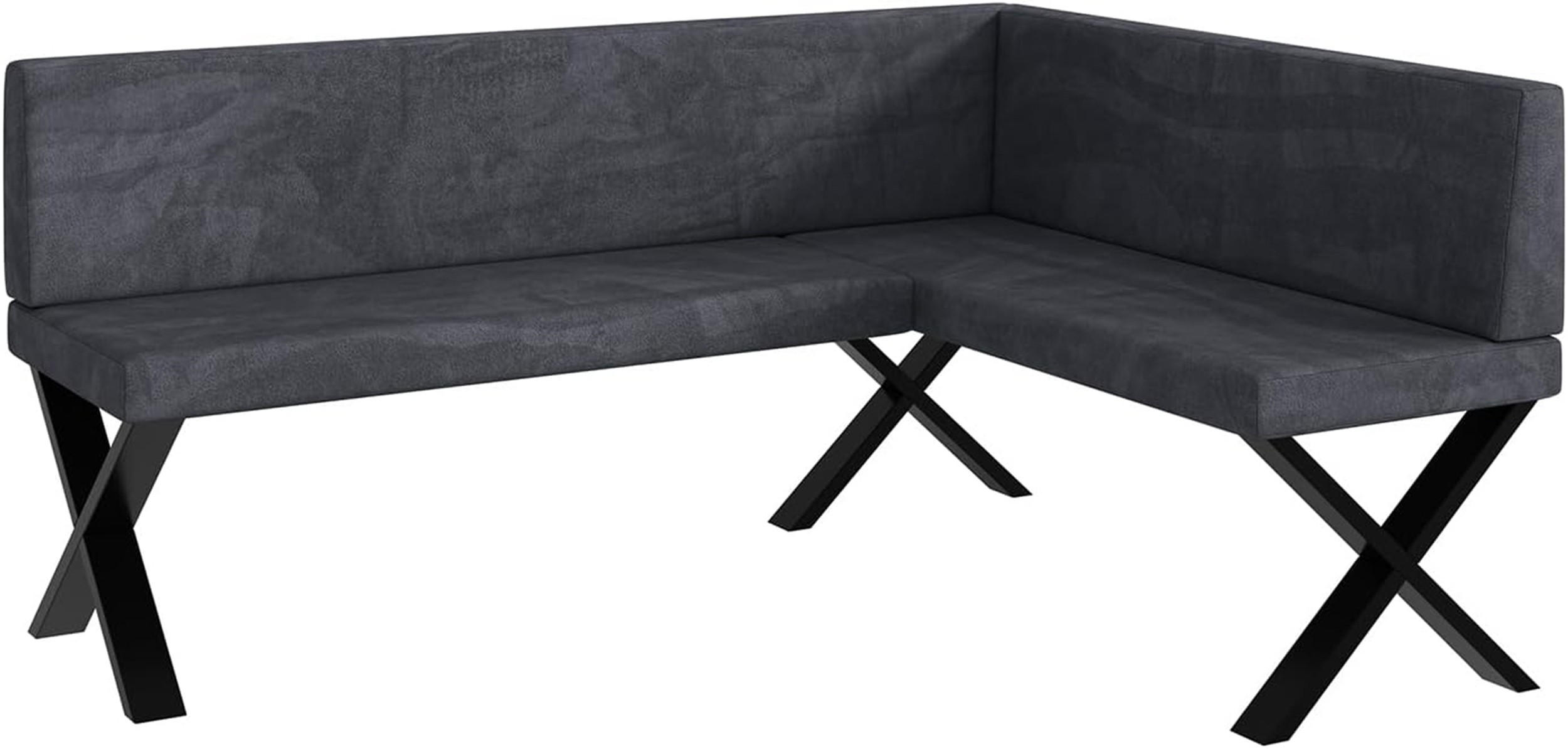 Meblini Eckbank Dunkelgrau 168x128 cm