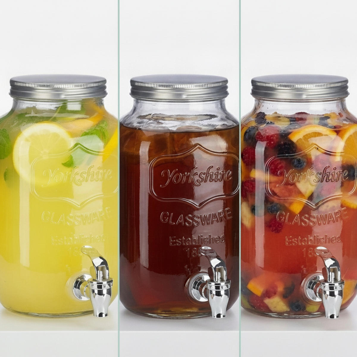 GETRÄNKESPENDER Transparent Glas mit Zapfhahn 3,5 L - Transparent, Glas/Kunststoff (3.5L) - Relaxdays
