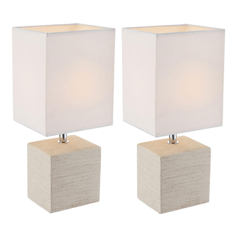 LED TISCHLEUCHTE GERI Keramik Beige/Weiß 2er Set - Weiß, Textil (13/11/29cm) - Globo Lighting