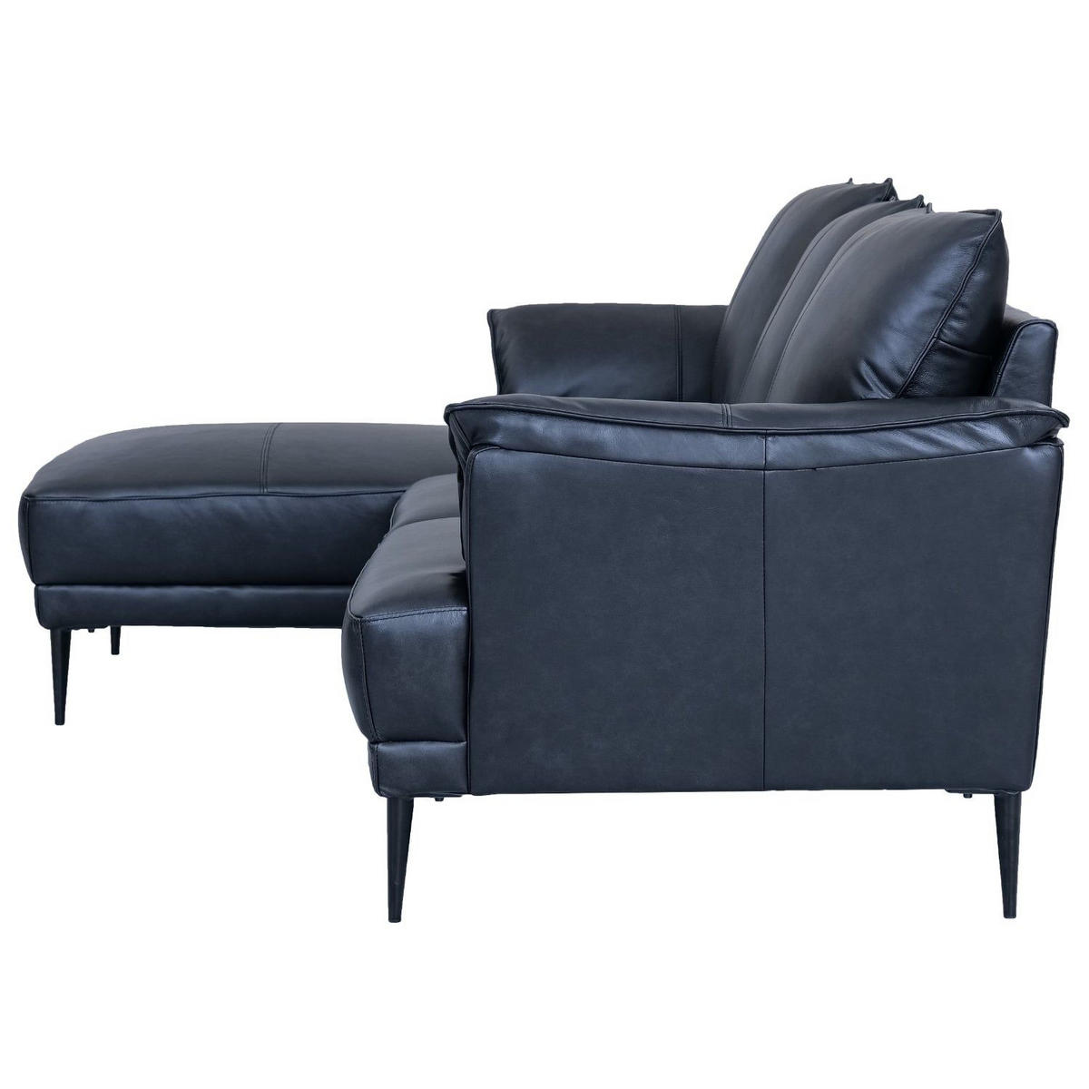 ECKSOFA Echtleder Schwarz - Schwarz, Leder/Metall (233/155cm) - Furnhouse
