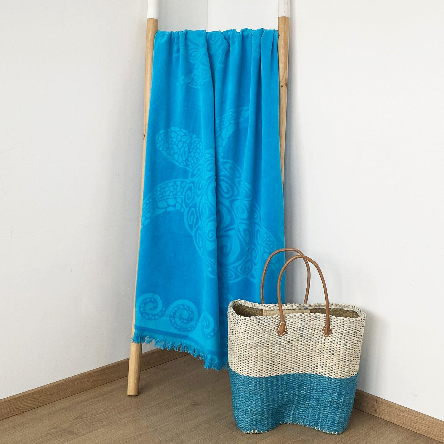 STRANDTUCH Frottee Velours Jacquard Ziseliert Cozumel 90x170 340g/m² - Blau, Textil (90/170cm) - LE COMPTOIR DE LA PLAGE