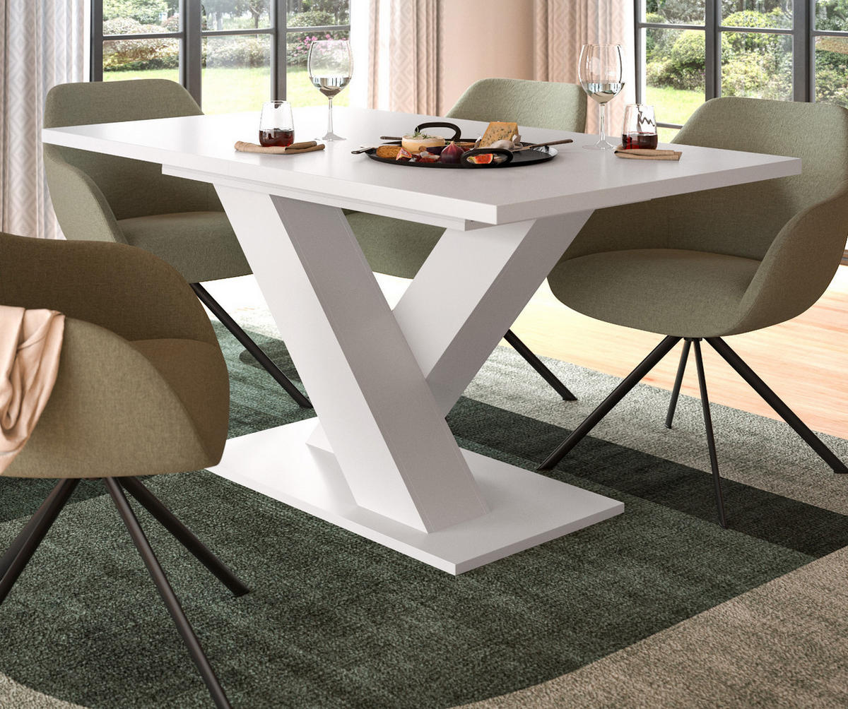 ESSTISCH weiß, Küchentisch ausziehbar 150 - 190 cm - Weiß, Holzwerkstoff/Metall (150/90/76cm) - Inn.Furn