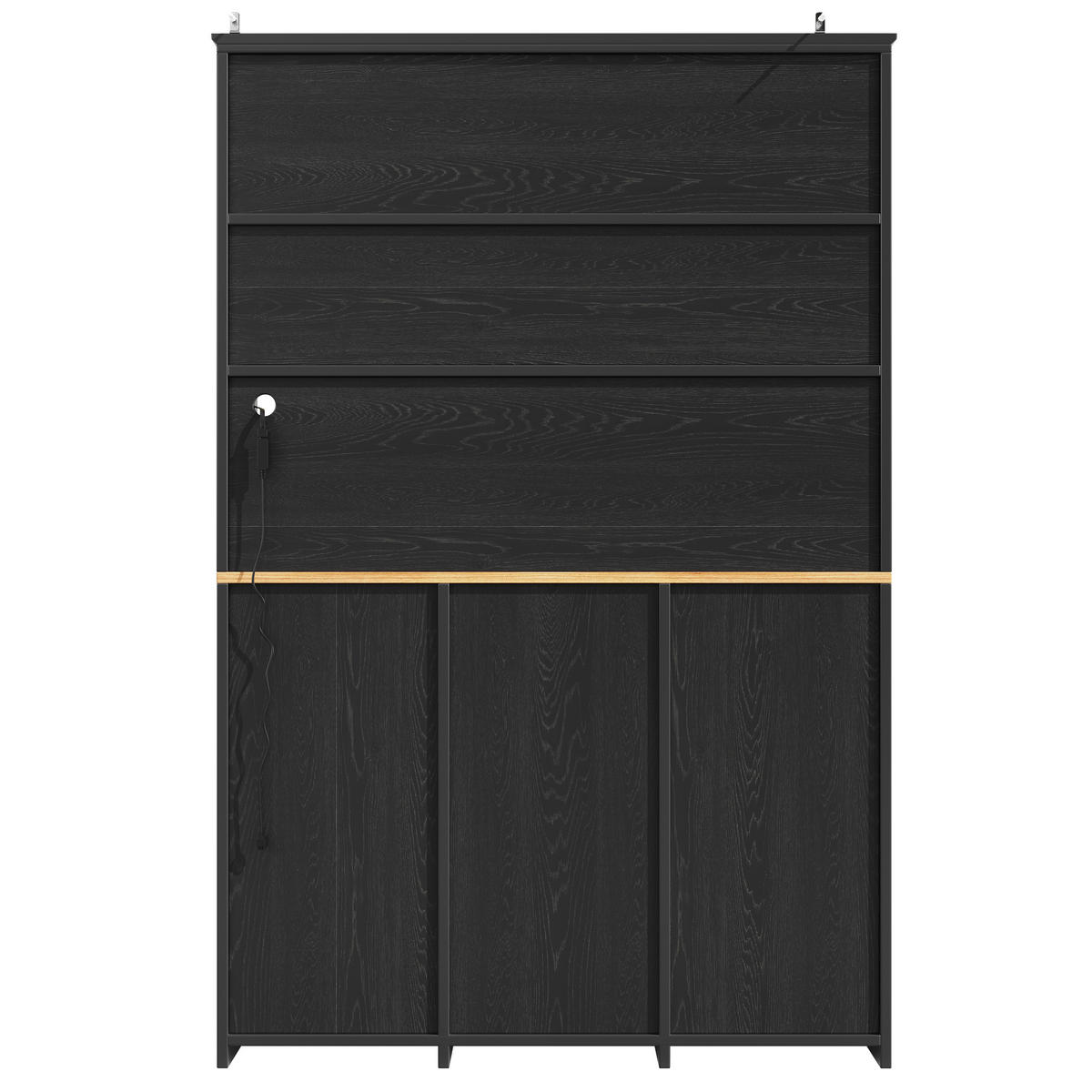 BUFFETSCHRANK Kombi Schwarz 120/40/180 cm - Schwarz, Holz (120/180/40cm) - PANGIVO