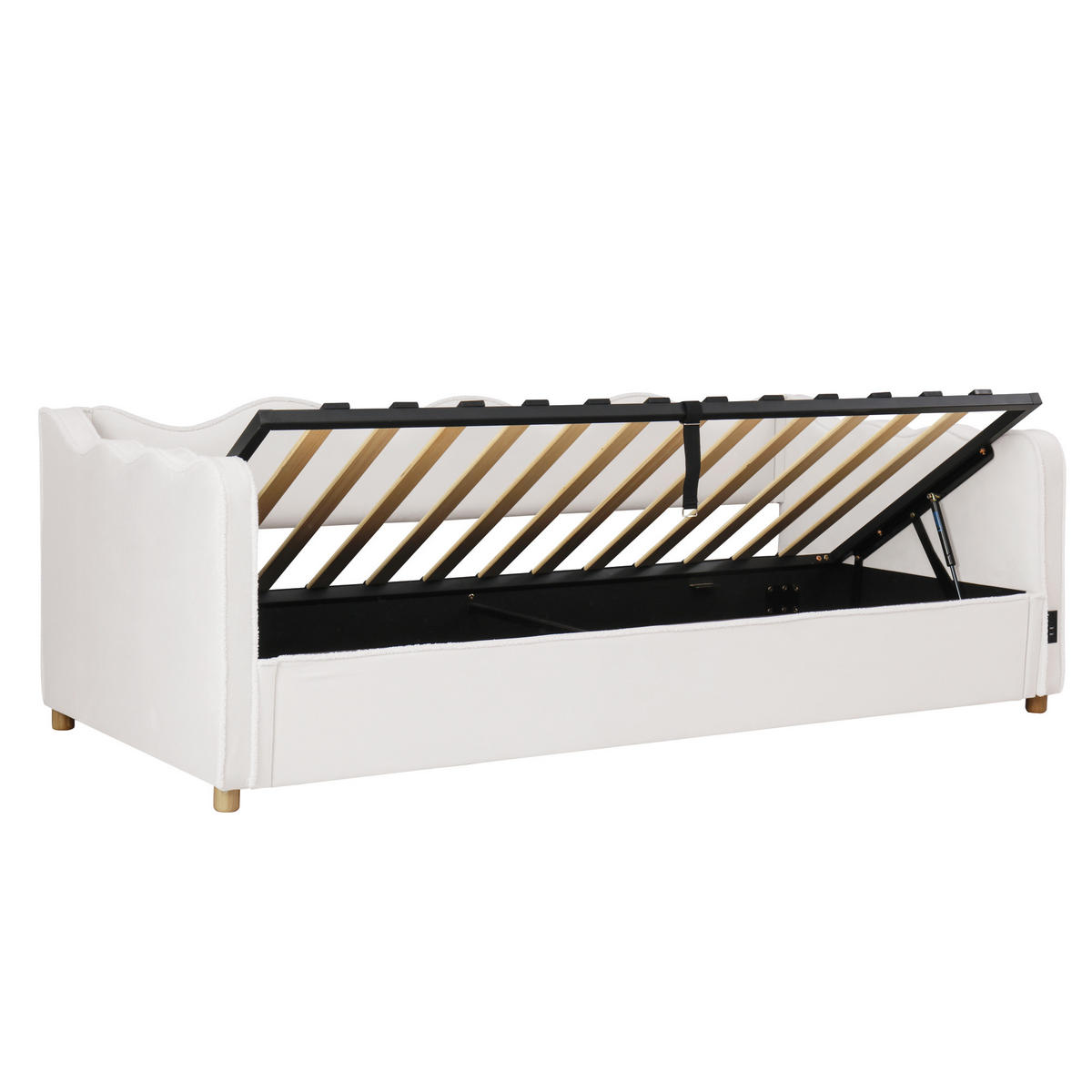TAGESBETT 90/200 cm DE-32794 mit Hydraulik Beige - Beige, Metall (90/200cm) - ComfortXL