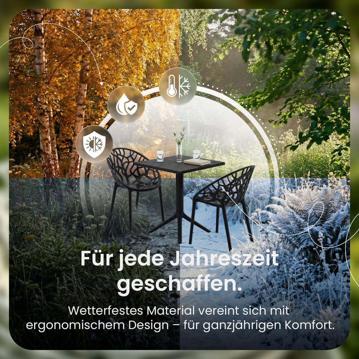 GARTENSITZGRUPPE 2 Kunststoff Schwarz - Schwarz, Kunststoff - CLP