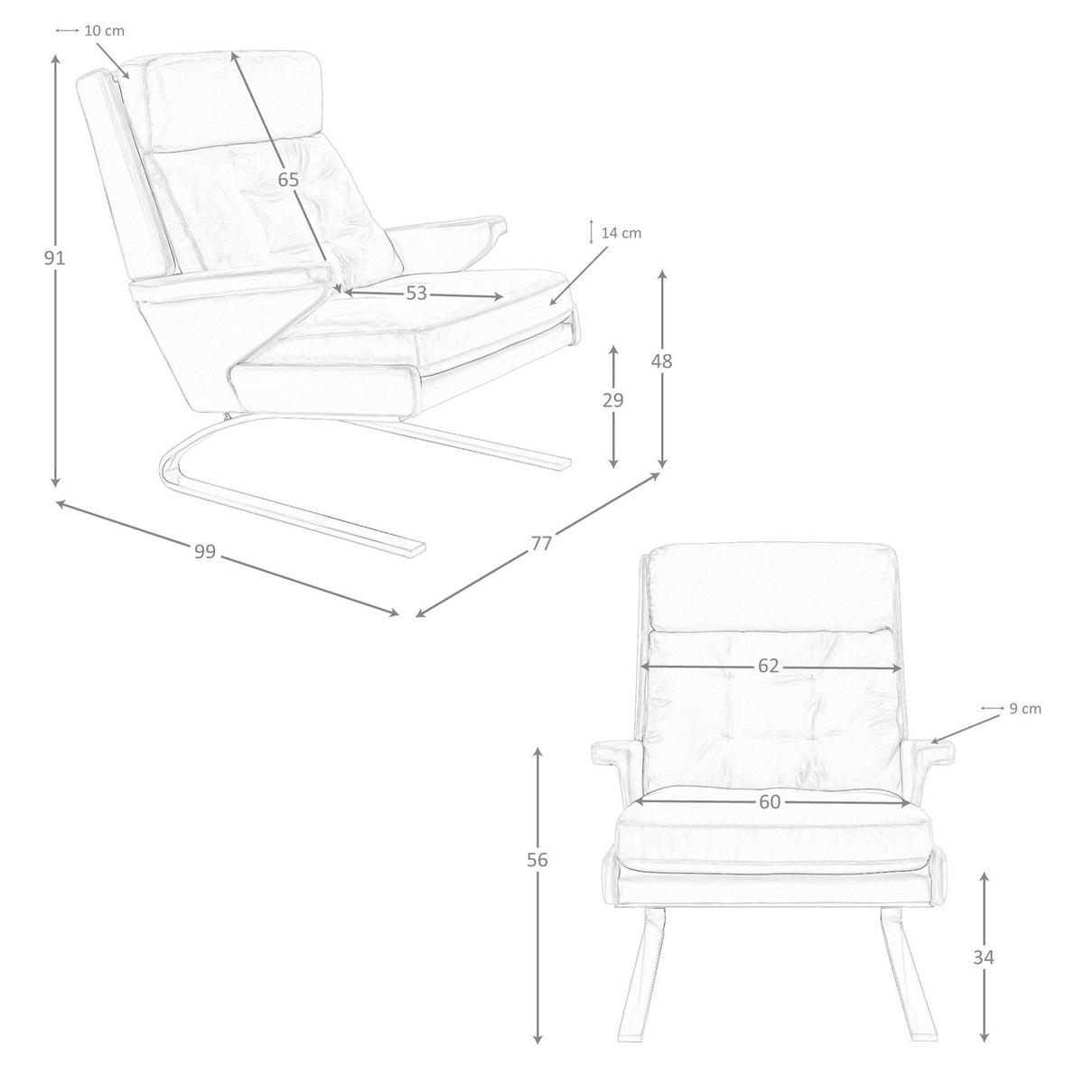 SESSEL Kamelfarbener Ledersessel 77/99/91 cm - Braun, Leder (77/91/99cm) - ANGEL CERDA